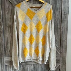 Cashmere and cotton Men’s Electric Grandpa Argyle Sweater